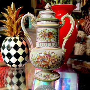 Vintage Grazia Deruta ceramic hand painted decorative urn